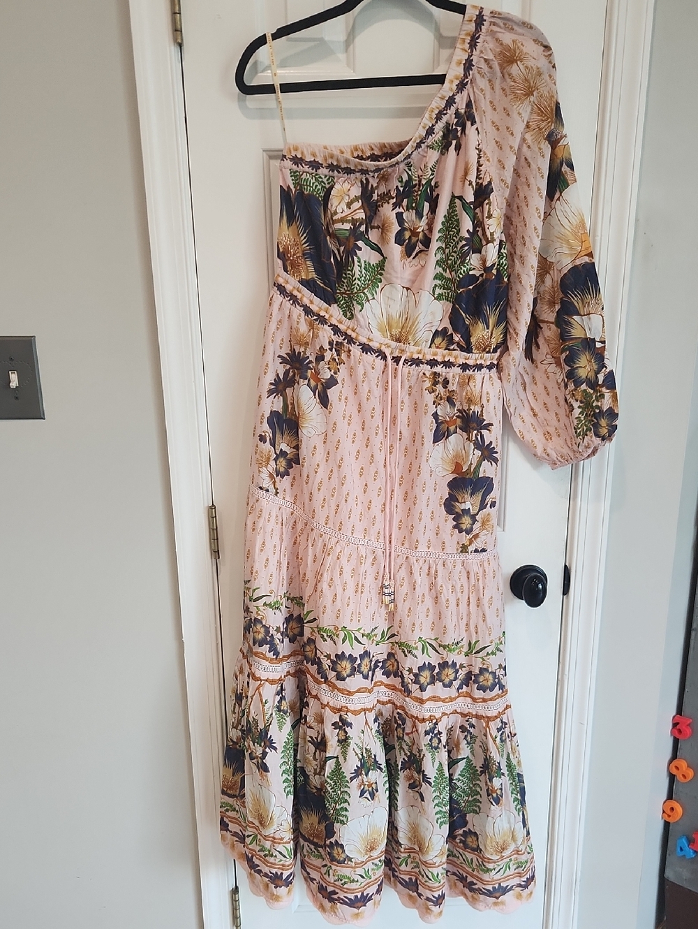 FARM Rio Pink Floral One-Shoulder Maxi Dress